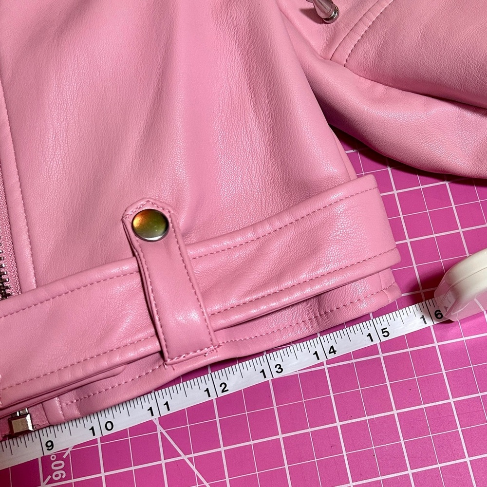 Killstar Disharmony Spike Studded Pink Vegan Leather Moto Jacket - Picture 13 of 13